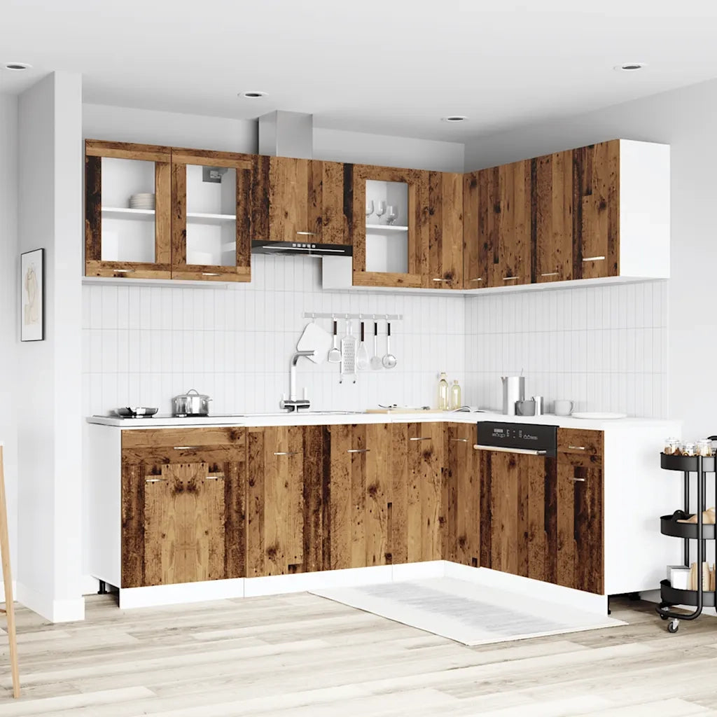 Set di Mobili da Cucina 11 pz Legno Antico in Truciolato