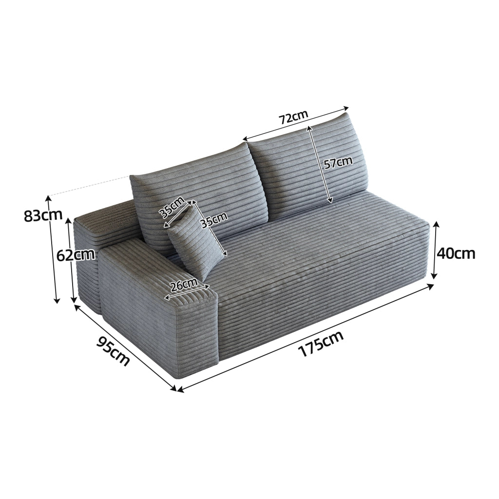 DIVANO Chaise Lounge modulare Grigio in tessuto