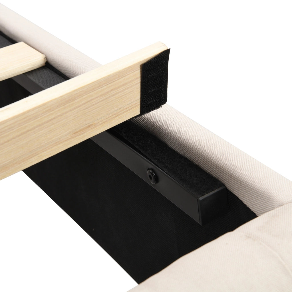 Letto imbottito beige 160 x 200 cm con rete a doghe e testiera decorata
