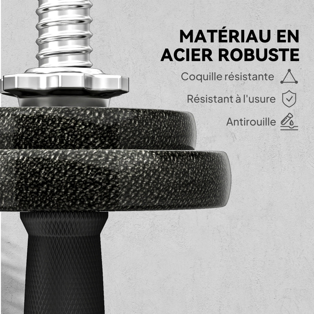 Set di manubri regolabile 2 in 1 20kg ¨C zephmum ¨C nero