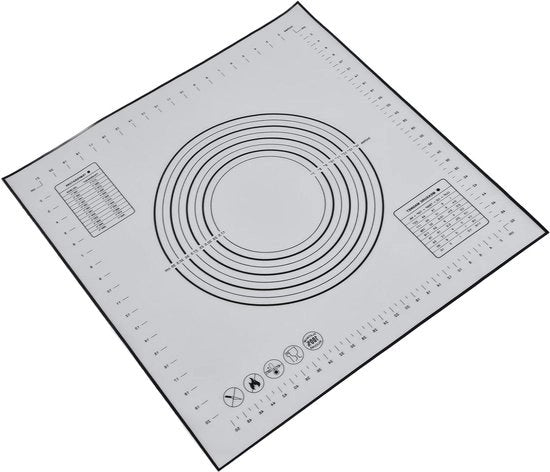 Piatto per biscotti 60 x 60 cm/236 x 236 pollici - Mat di silicone con misurino per impastare e infornare (nero)