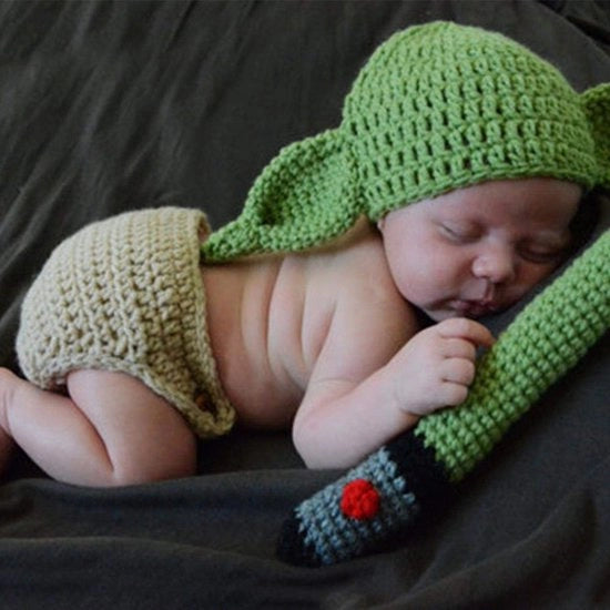 Abbigliamento per Bambino Yoda - Abito con Pizzo - Accessorio per Fotografia - Regalo per Compleanno - Soffice e Comodo - Adatto per 0-3 mesi - Abito per Bambino