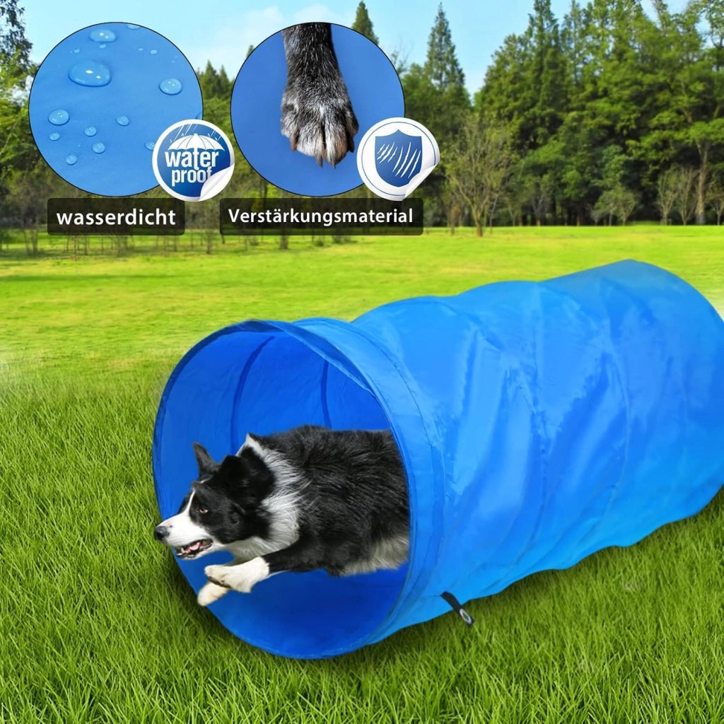 Agility Set di attrezzature per cani, giochi di addestramento per cani, accessori con ostacolo Agility, anello di salto, tunnel per cani, aste slalom, box pausa e borsa per il trasporto per