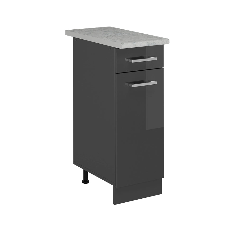Mobiletto base per cucina R-Line Antracite lucido/Antracite 30 cm PL Marmo Vicco