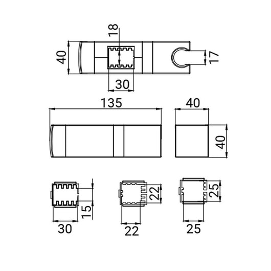 Scorrevole con adattatori in abs cromato a montaggio rapido