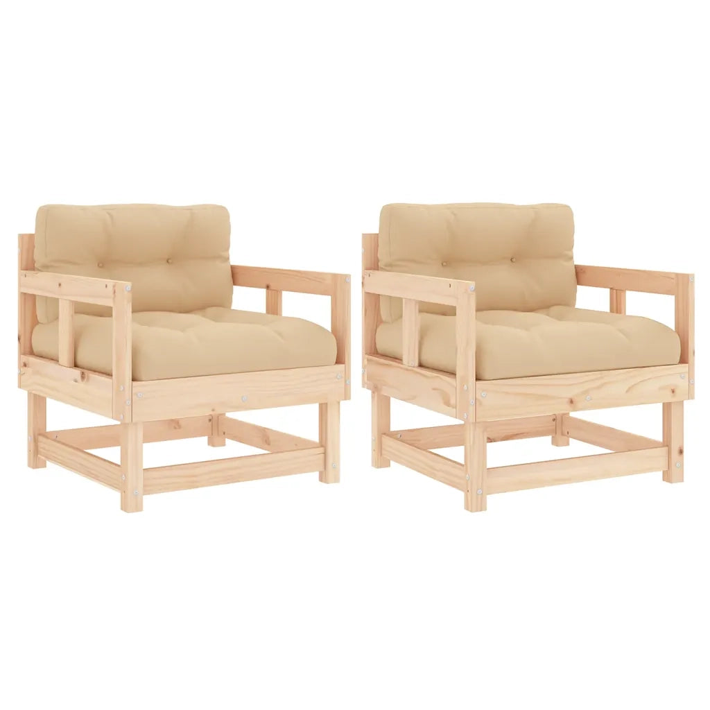 Sedia da patio-Sedie da Giardino con Cuscini 2 pz Legno Massello di Pino 198142