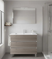Mobile Bagno BALDER Già Montato 3 cassetti con piedini, lavabo e specchio Combi 60x45 cm