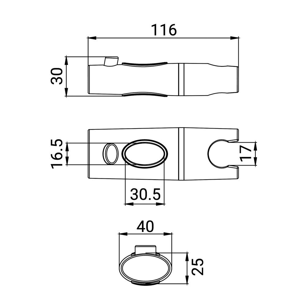 Scorrevole per saliscendi ovale in abs cromato