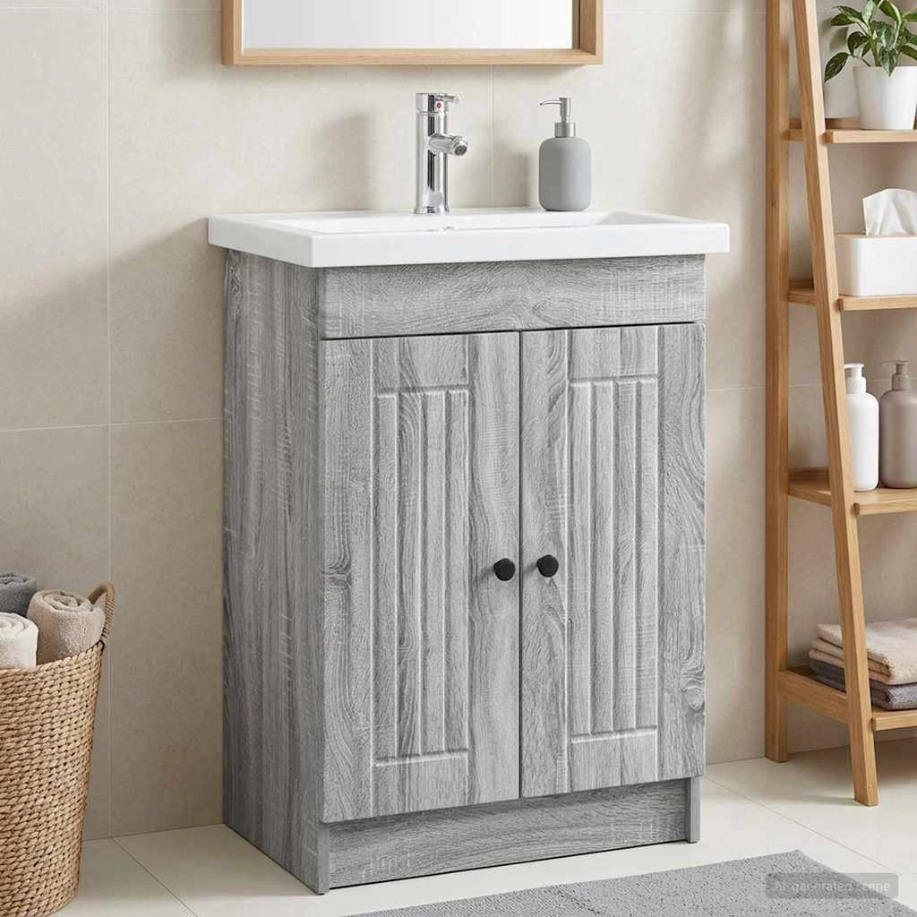 Mobiletto da bagno sotto il lavello Sonoma grigio 890040