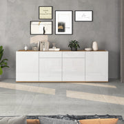 WHOUS Madia Garda a 4 ante e 2 cassetti bianco lucido e rovere 200x35x71 cm