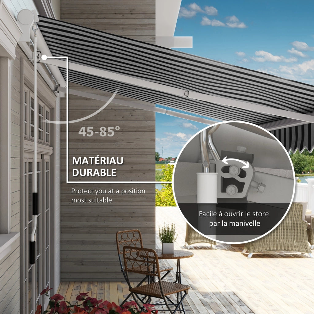 Tenda da esterno retrattile 395x245 cm ¨C zephmum ¨C blu e bianco, poliestere, alluminio