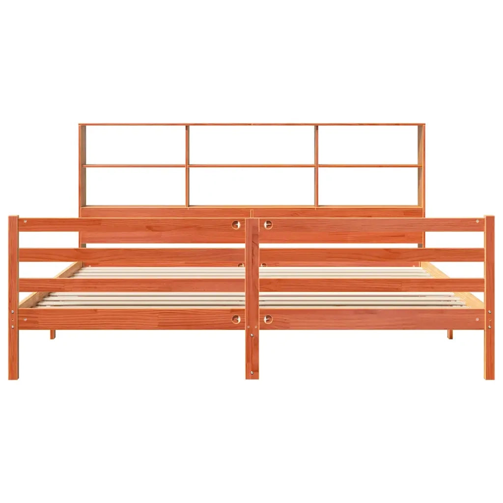 Letto Libreria senza Materasso Marrone Cera 200x200 cm Legno 3321921