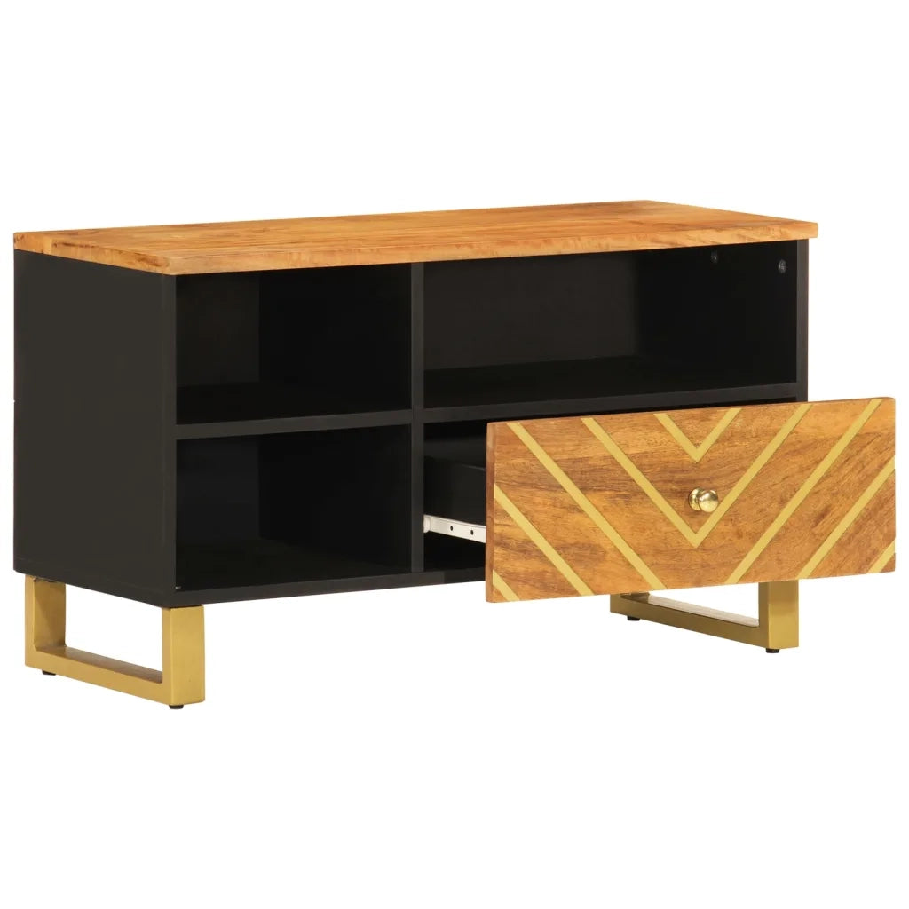 Mobile Porta TV Marrone e Nero 80x33,5x46 cm in Legno di Mangocod mxl 78764