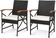 Set di 2 Sedie in Rattan, Sedia Giardino Poltrone da Esterno con Cuscini per Seduta con Cerniera, Set di 2 Comode Sedie per Giardino, Patio, Terrazza (Modello X, 56 x 62 x 89 cm)
