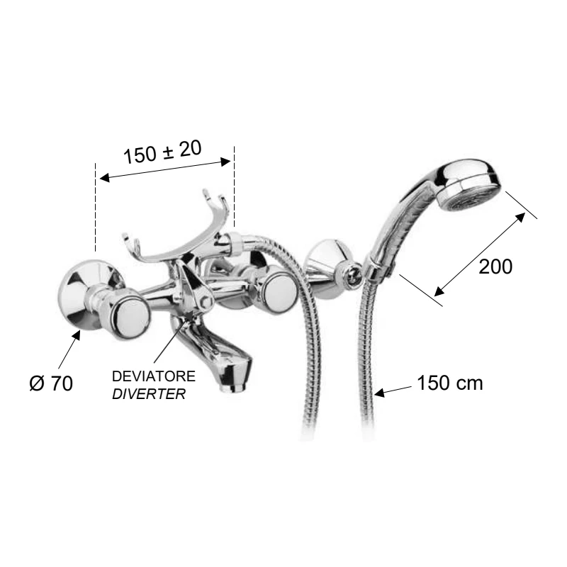 Rubinetto vasca esterno con doccia duplex - serie 1000-2000