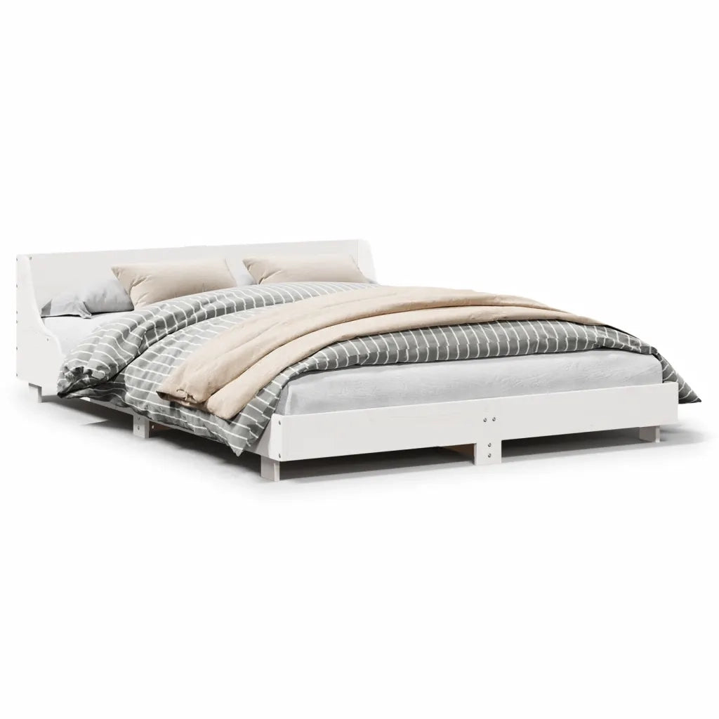 Letto senza Materasso-Struttura Letto Bianco 120x200 cm Legno Massello di Pino 221218