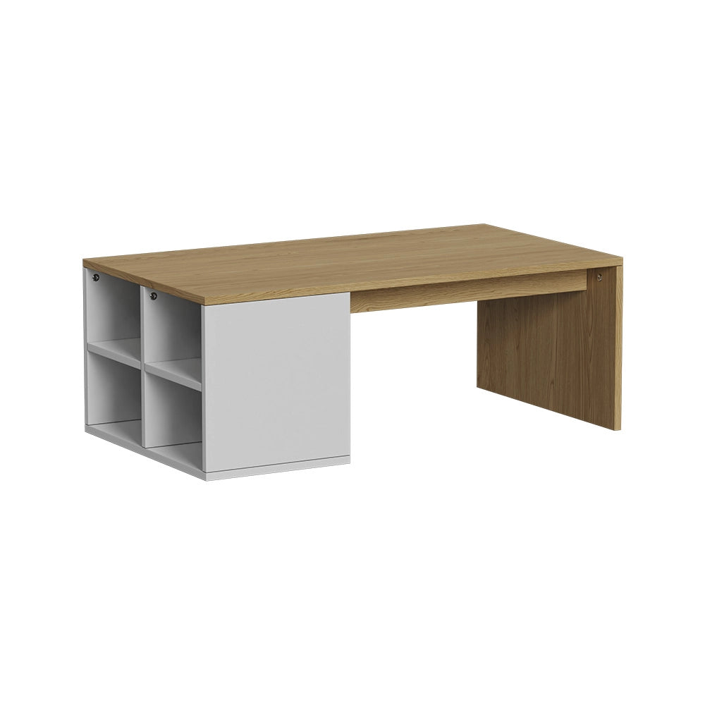 Vicco Tavolino da salotto Bianco/quercia 90 x 50 cm con 4 scomparti aperti