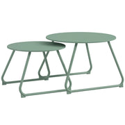 Tavolino da giardino rotondo impilabile ¨C zephmum ¨C verde, metallo, 2 pezzi