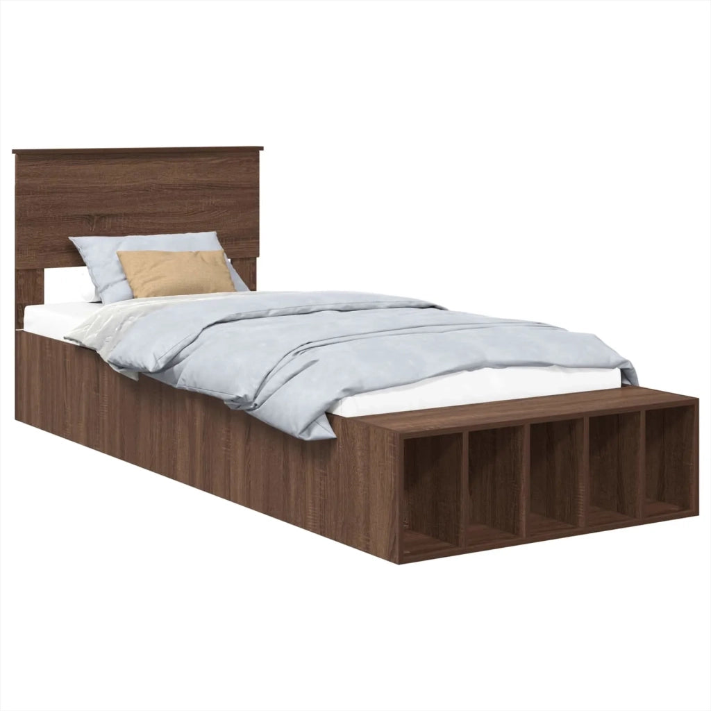 Struttura del letto con lo scaffale Rovere Marrone 90 x 190 cm 3408409