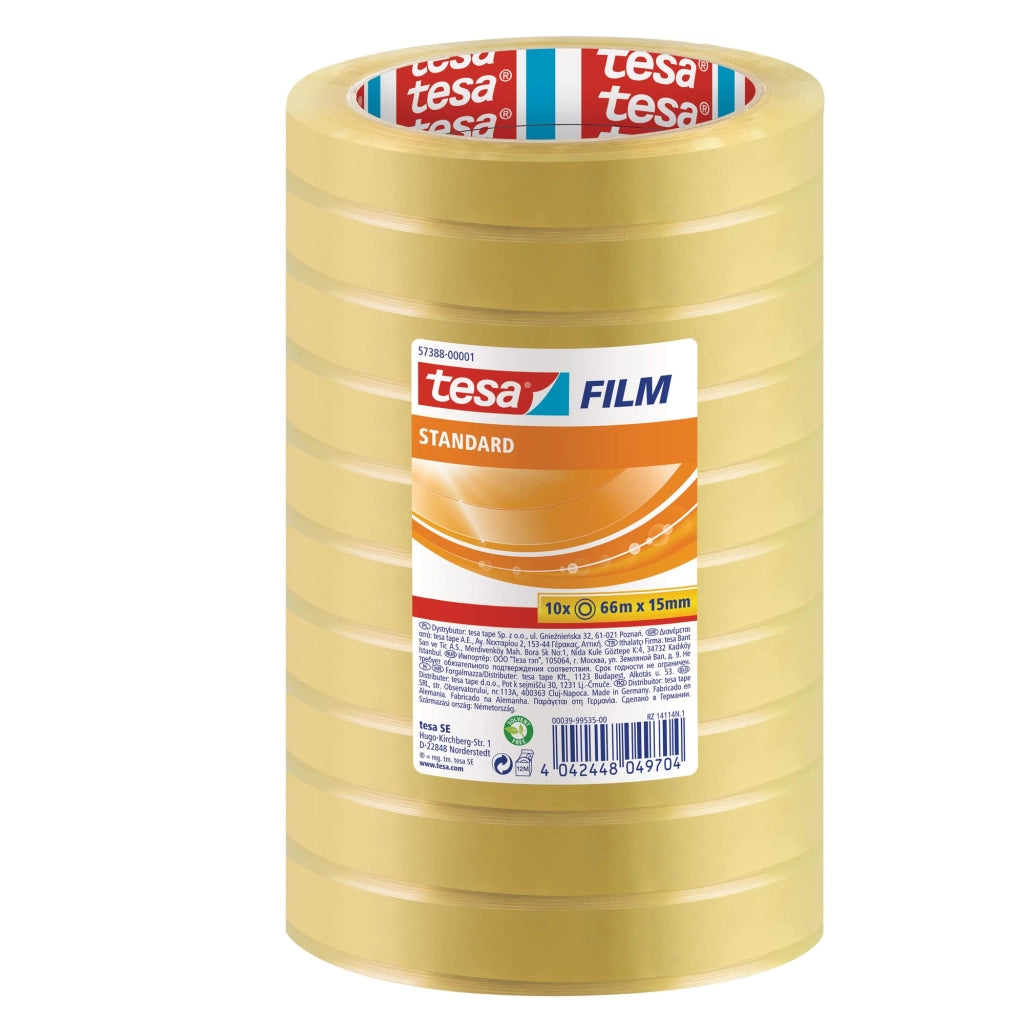 NASTRO ADESIVO TRASPARENTE IN ROTOLI- - mm.15x66mt. - 10 pezzi TESA