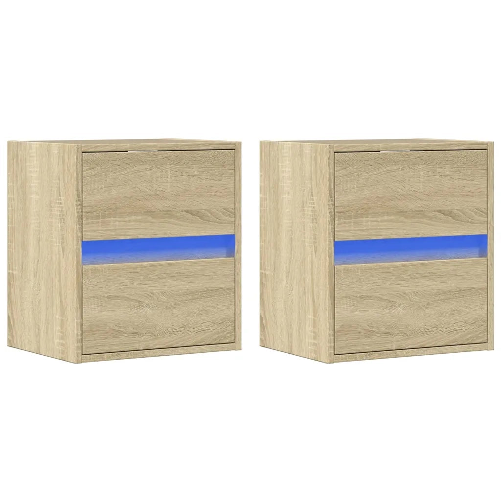 Mobili TV a Parete con Luci LED 2pz Rovere Sonoma 41x31x45 cm
