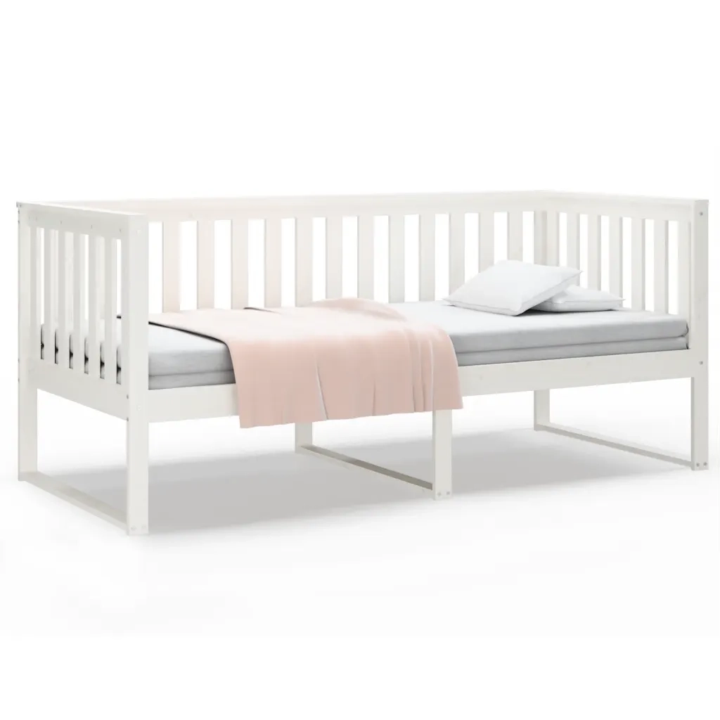 Letto singolo | Letto per adulti | Dormeuse senza Materasso Bianca 90x200 cm Legno Massello Pino