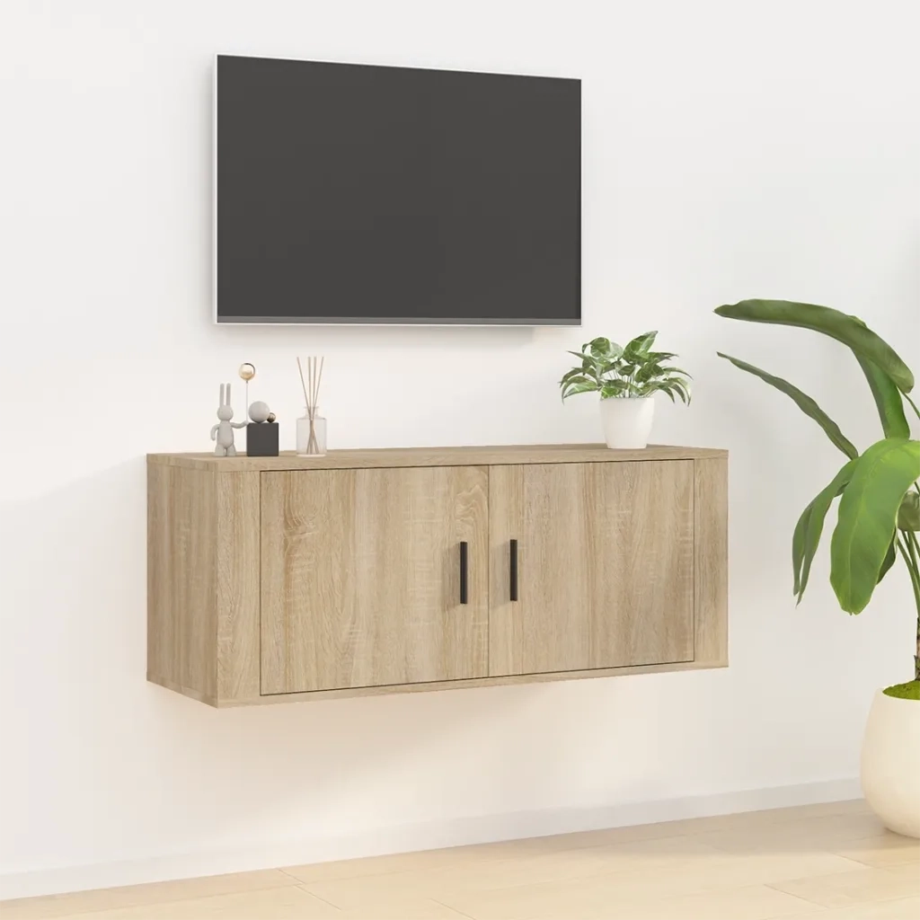 Mobile Porta TV a Parete-Credenza per TV sospesa rovere sonoma 100x34,5x40 cm