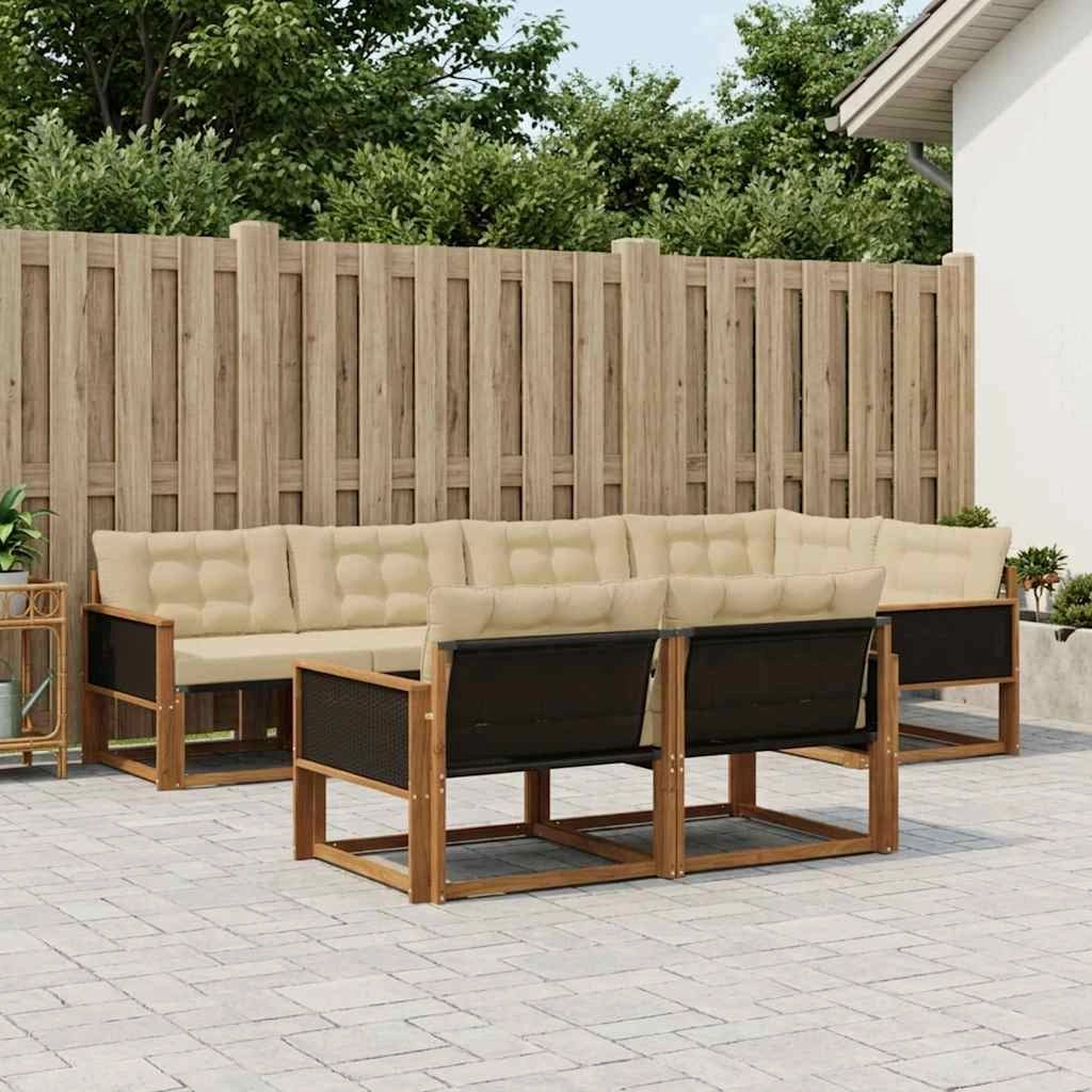 Set di divani da esterno 7 pz Naturale e Beige 3381481