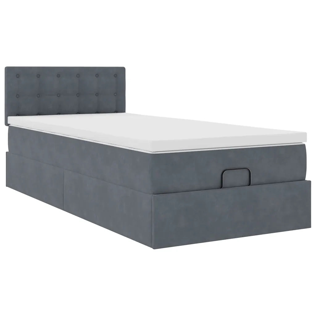 Struttura Letto Pouf con Materasso 180x200 cm in Velluto 3311880