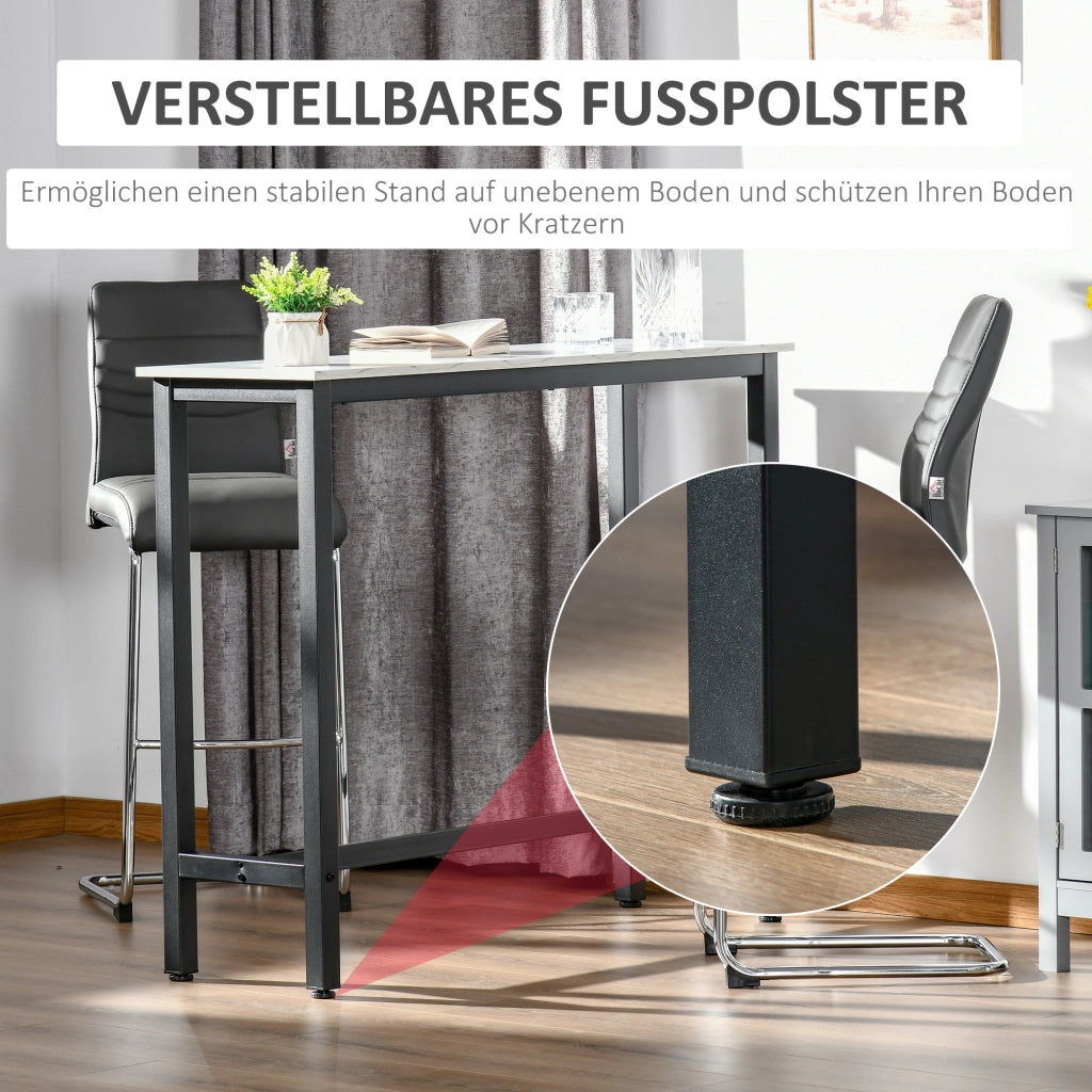 Tavolo da pranzo - bar effetto marmo - 120x40x100 cm - piedi regolabili - bianco+nero - acciaio