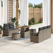Set Divano da Giardino 8 Pezzi con Cuscini Grigio Polyrattan