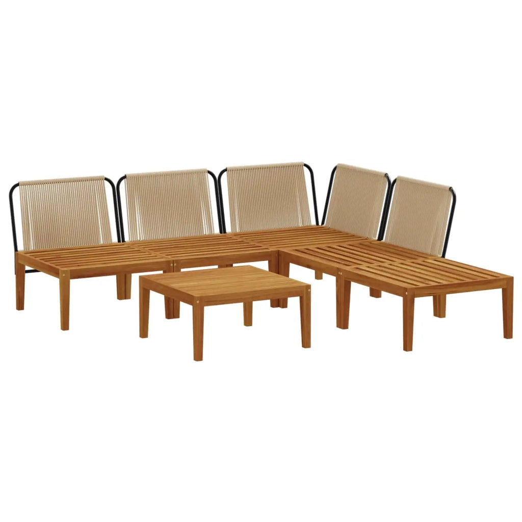 6 pcs Legno massiccio di acacia e corda Naturale 3407786