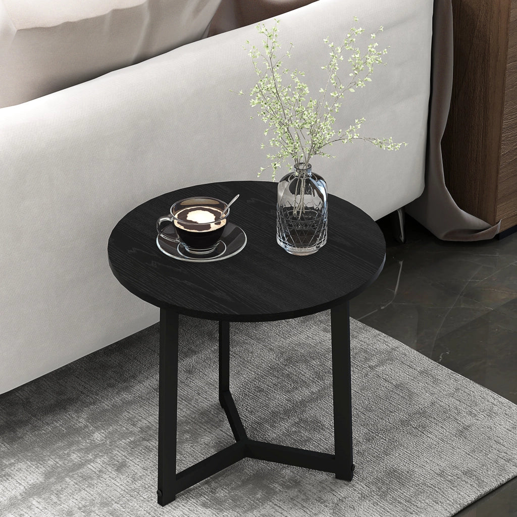 Tavolino da caff¨¨ moderno 2 pezzi ¨C zephmum ¨C rotondo, nero, metallo, MDF