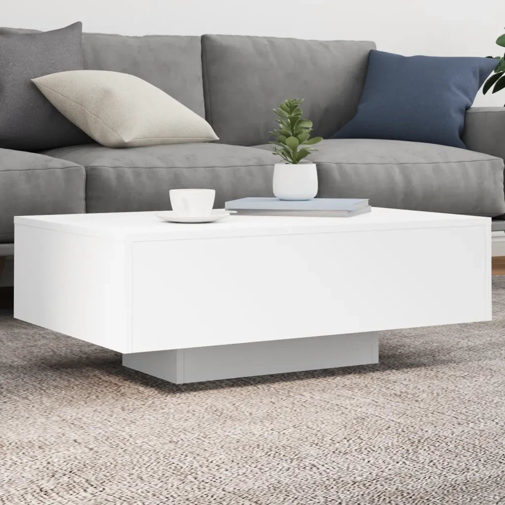 Tavolino da salotto | Tavolino da caff¨¨ | Tavolino da Soggiorno con Luci LED Bianco 85x55x31 cm