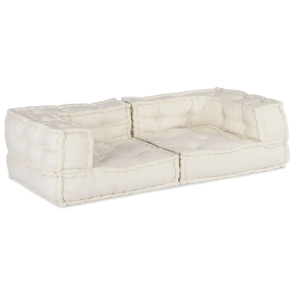 Divano Modulare a 2 Posti Crema 140x70x36 in Tessuto 4019024