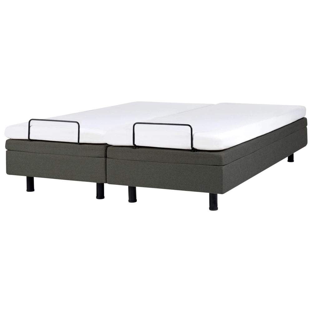 Letto matrimoniale regolabile elettronicamente con telecomando senza testata in poliestere grigio scuro 180 x 200 cm stile moderno
