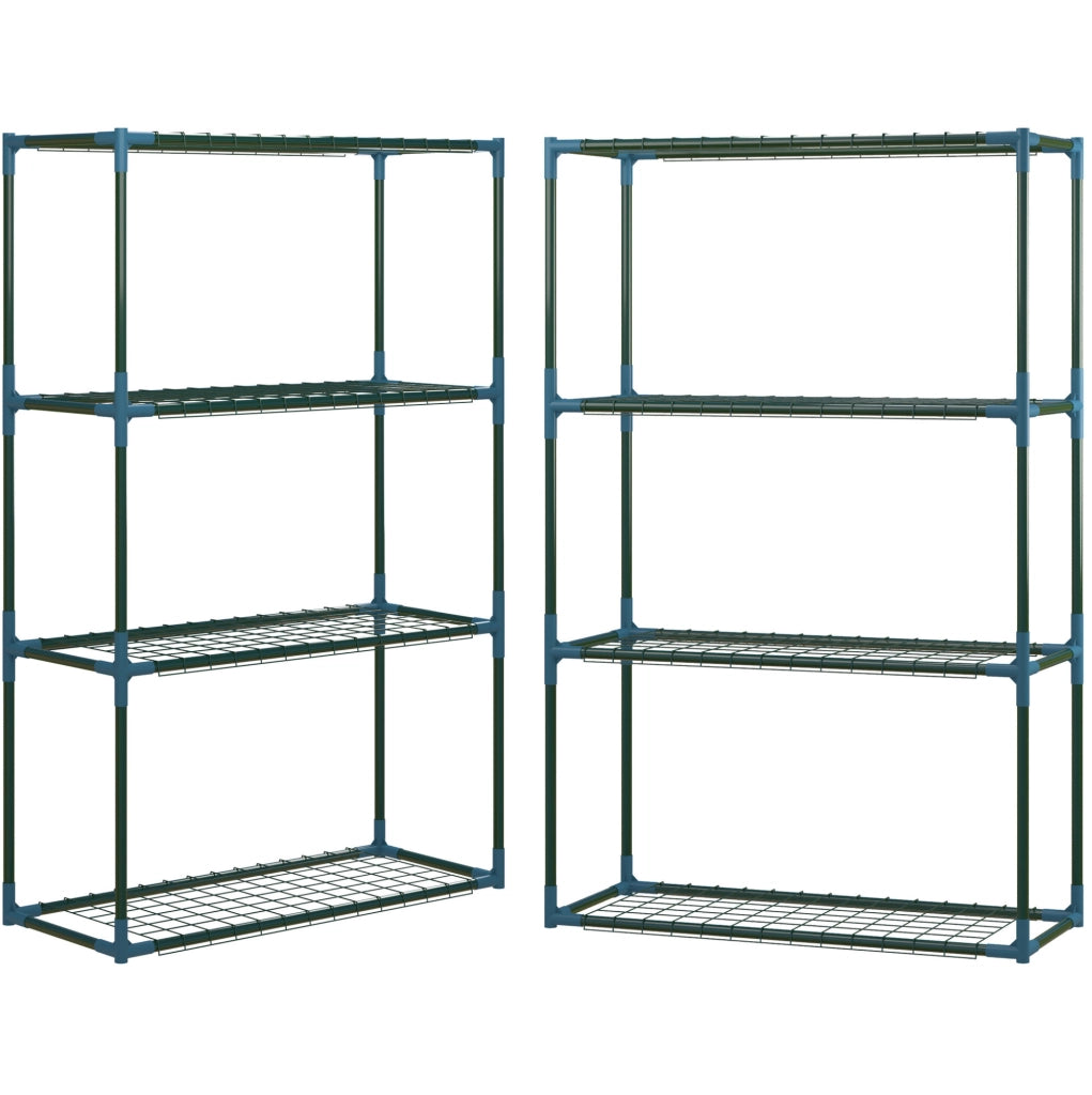 Set 2 scaffali portapiante ULEVR 70x27x110 cm a 4 ripiani in acciaio verde per balcone e giardino