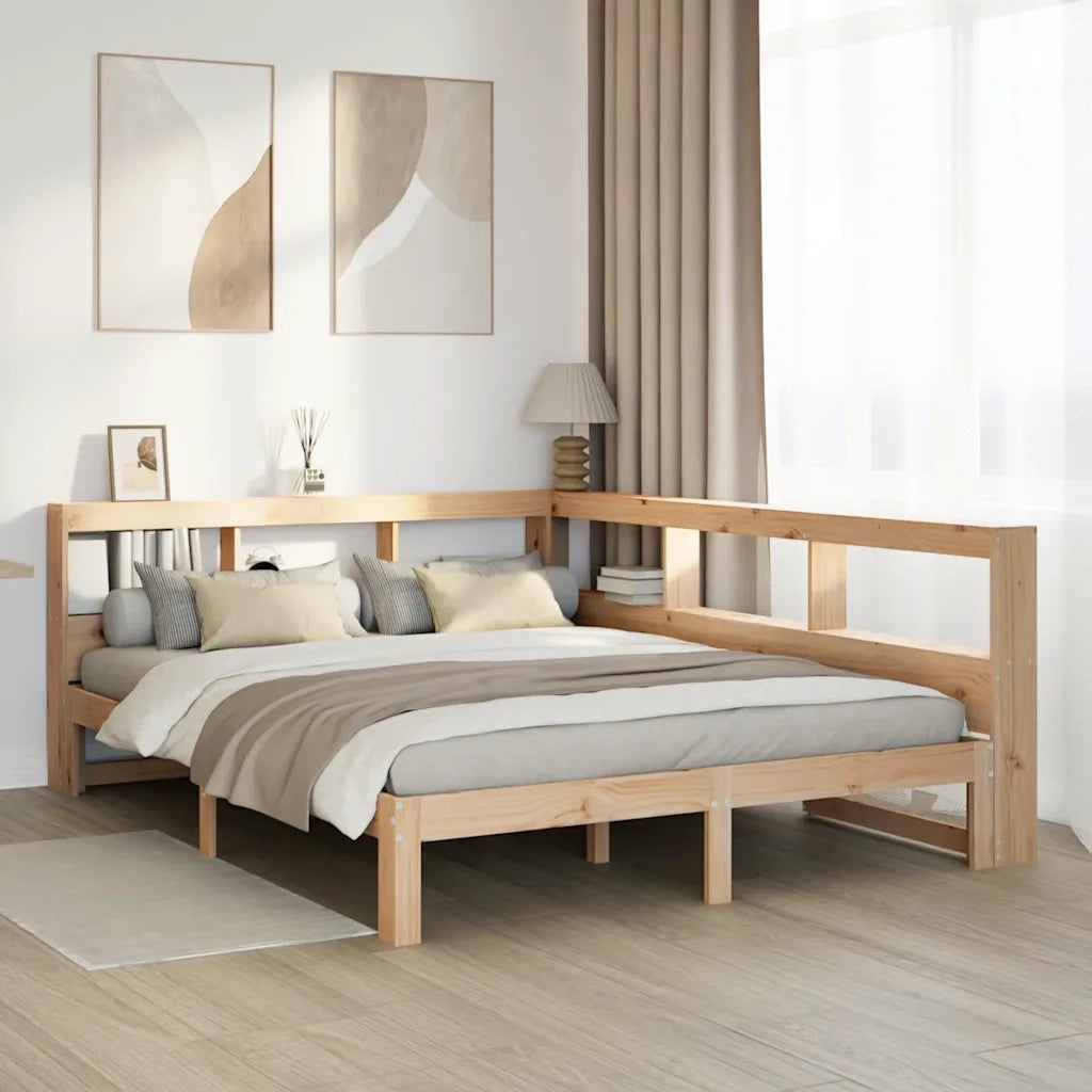 Letto Libreria senza Materasso-Struttura Letto contenitore 160x200 cm in Legno di Pino 738379