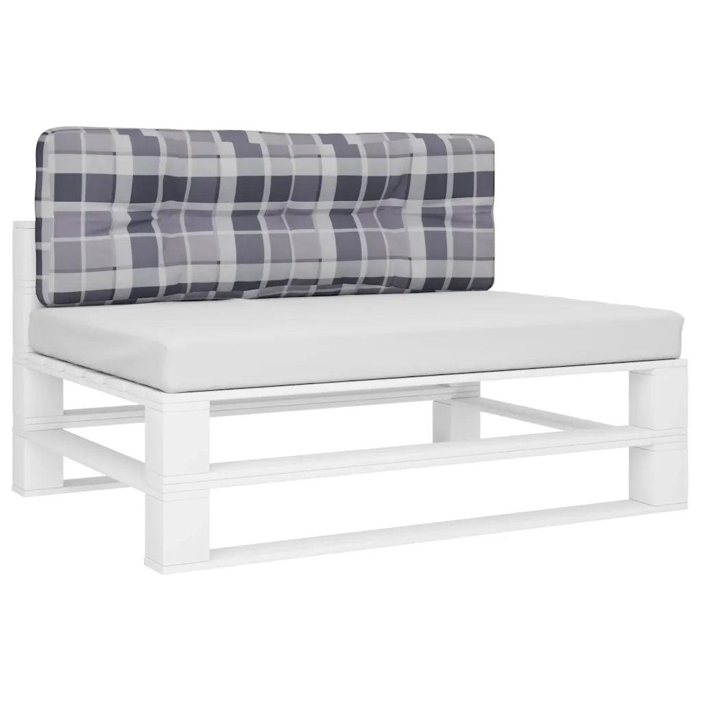 Cuscino per pallet | Cuscini per sedie a Quadri Grigi 120x40x12 cm in Tessuto
