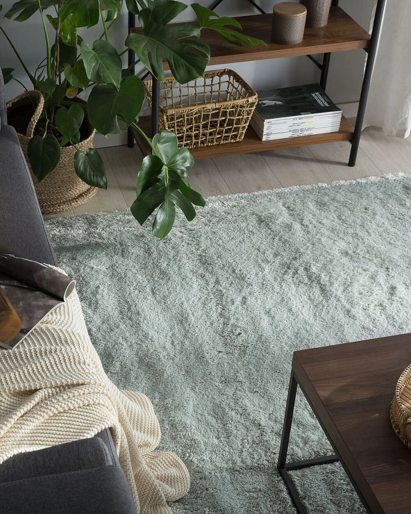 Tappeto shaggy in misto cotone e poliestere verde 200 x 200 cm soffice pelo denso