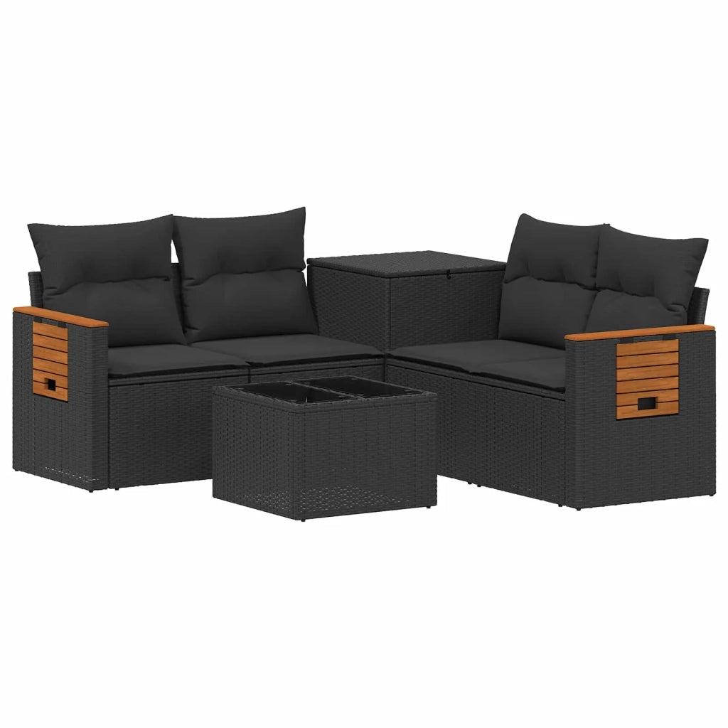 Set di divani 6 pz Nero Rattan sintetico e Acciaio 3447655