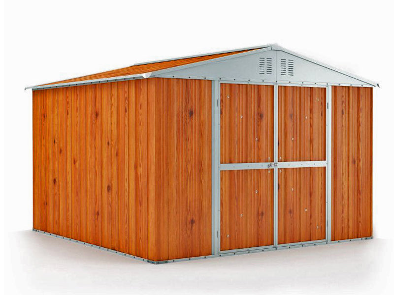 Casetta Box da Giardino in Lamiera di Acciaio Porta Utensili 327x269x217 cm Enaudi Legno