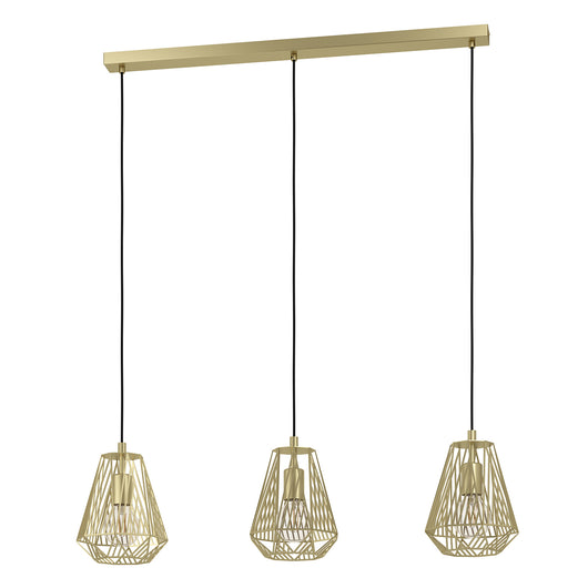 Lampadario A Sospensione Vintage Stype Acciaio Oro 3 Luci E27