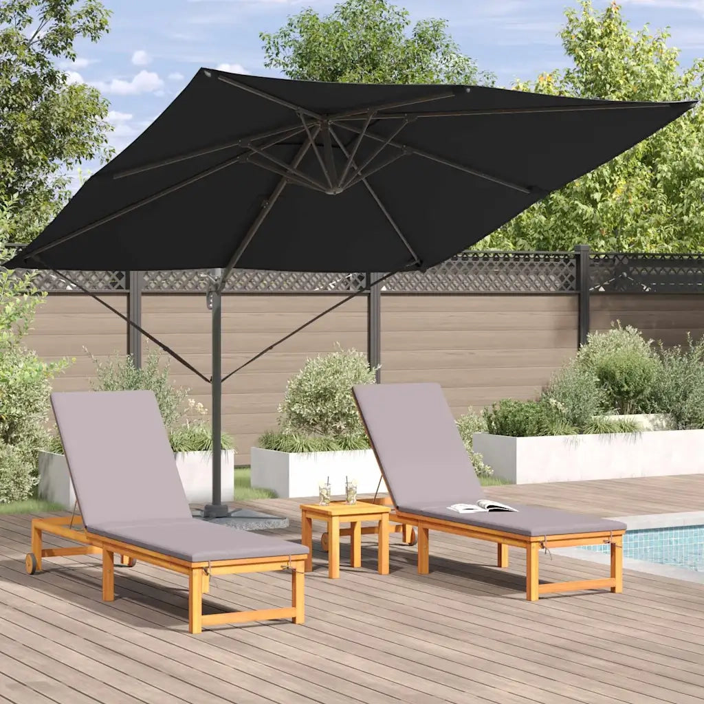 Parasole Roma-Ombrellone da giardino Nero 286 x 284 x 265 cm Alluminio e Poliestere