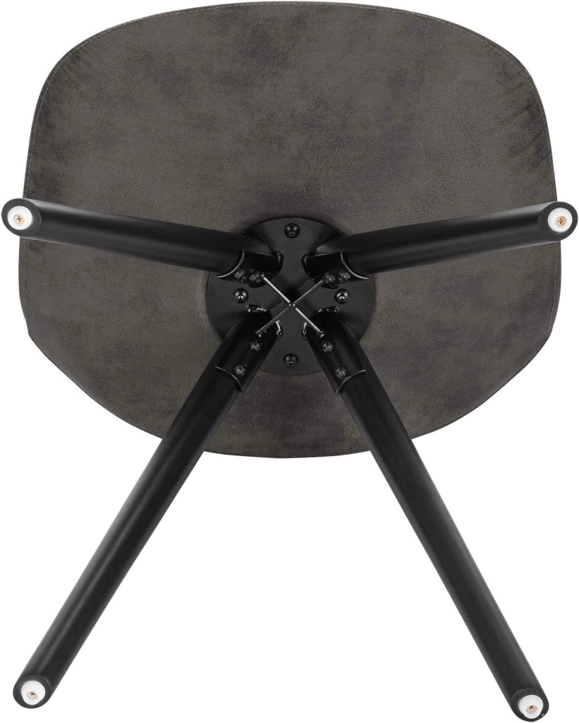 Set di 4 Sedie da Pranzo Stile Retrò Seduta Imbottita con Schienale Senza Braccioli in Tessuto Antracite BH268an-4