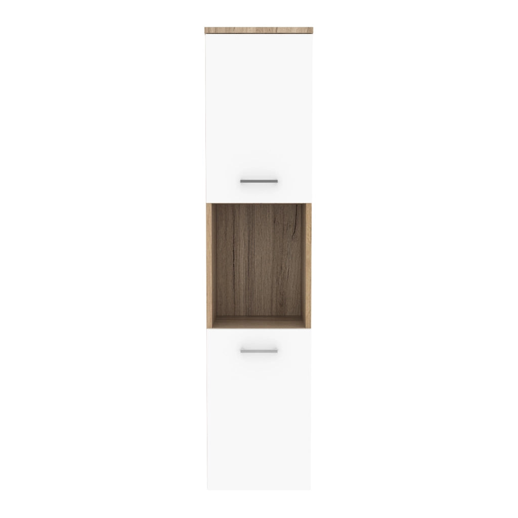 Mobile a Colonna Krildihana da Parete Pensile da Bagno 131 x 30 x 30 cm - Effetto Rovere / Bianco [en.casa]