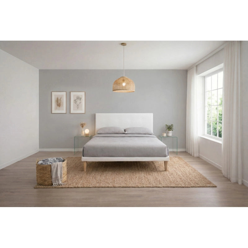 Letto imbottito Letto Matrimoniale alla Francese 140x200 cm Flat - Bianco,Similpelle,Con rete
