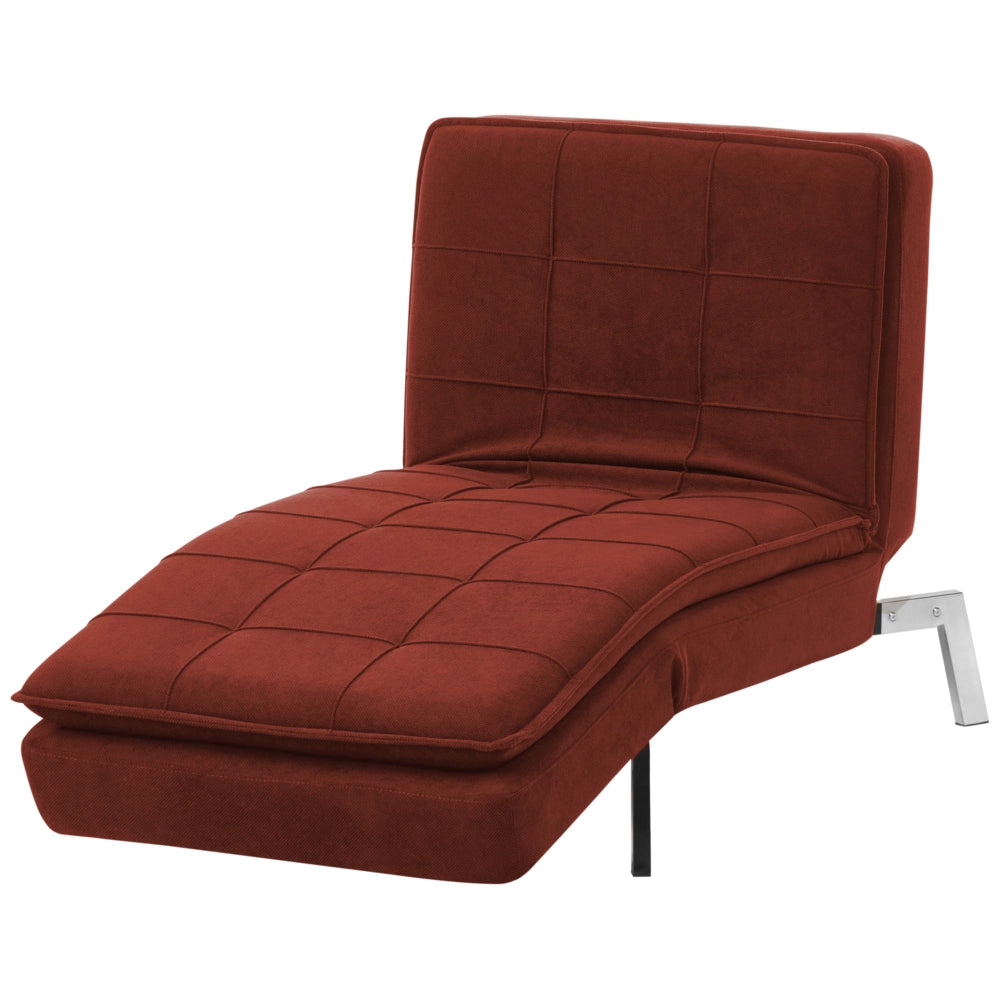 Chaise longue Tessuto Rosso capitonnè Schienale e Gambe Regolabili Modern Glam