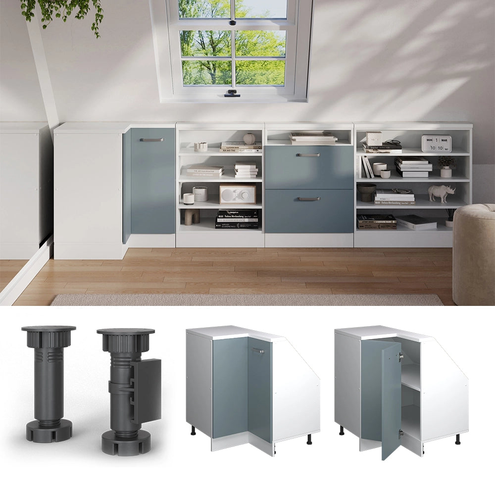 Mobile sottotetto Mobile angolare Rion Grigio-blu/Bianco 75.6 x 83.8 cm con 1 porta Vicco