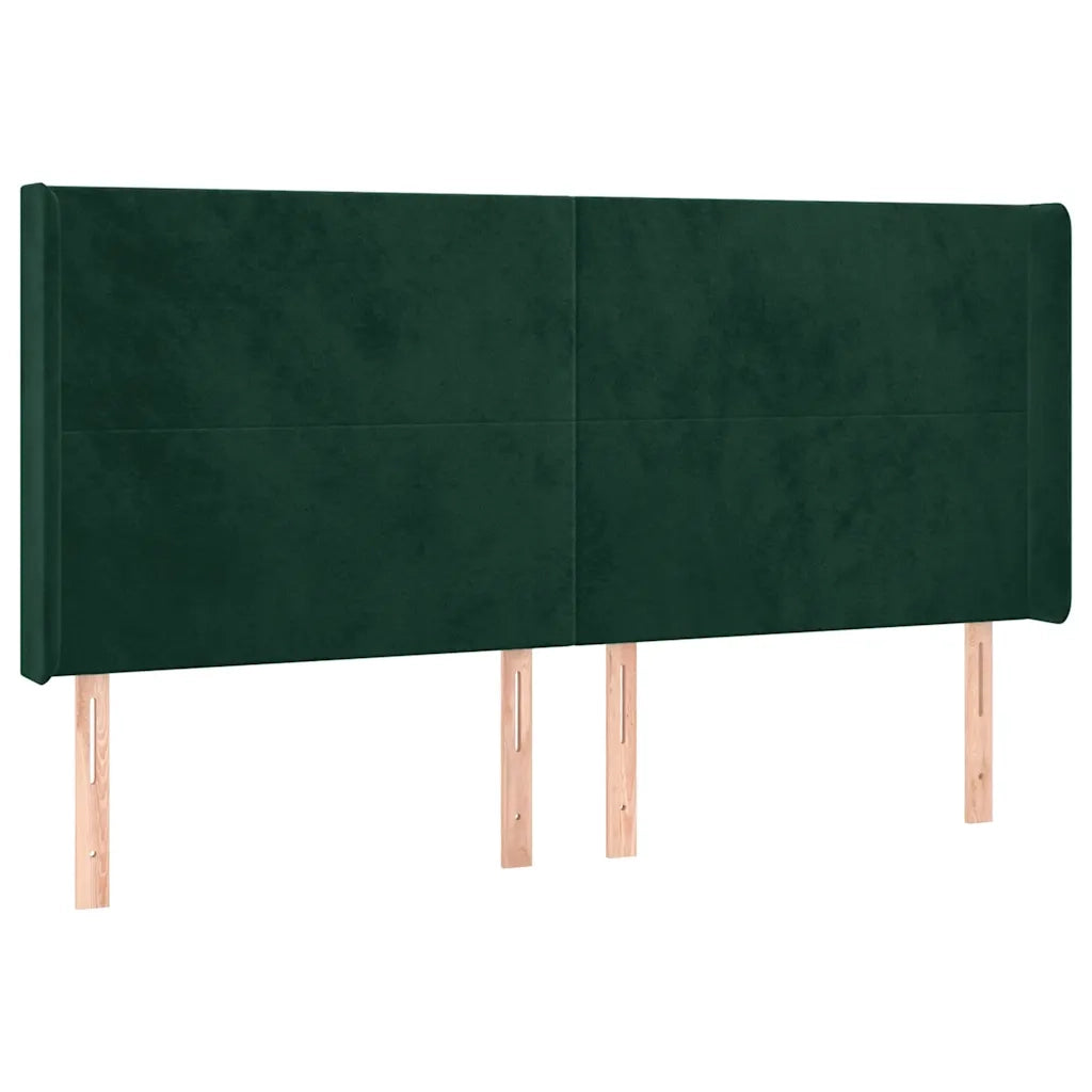 Testiera ad Orecchio Verde Scuro 203x16x118/128 cm in Velluto cod mxl 52246